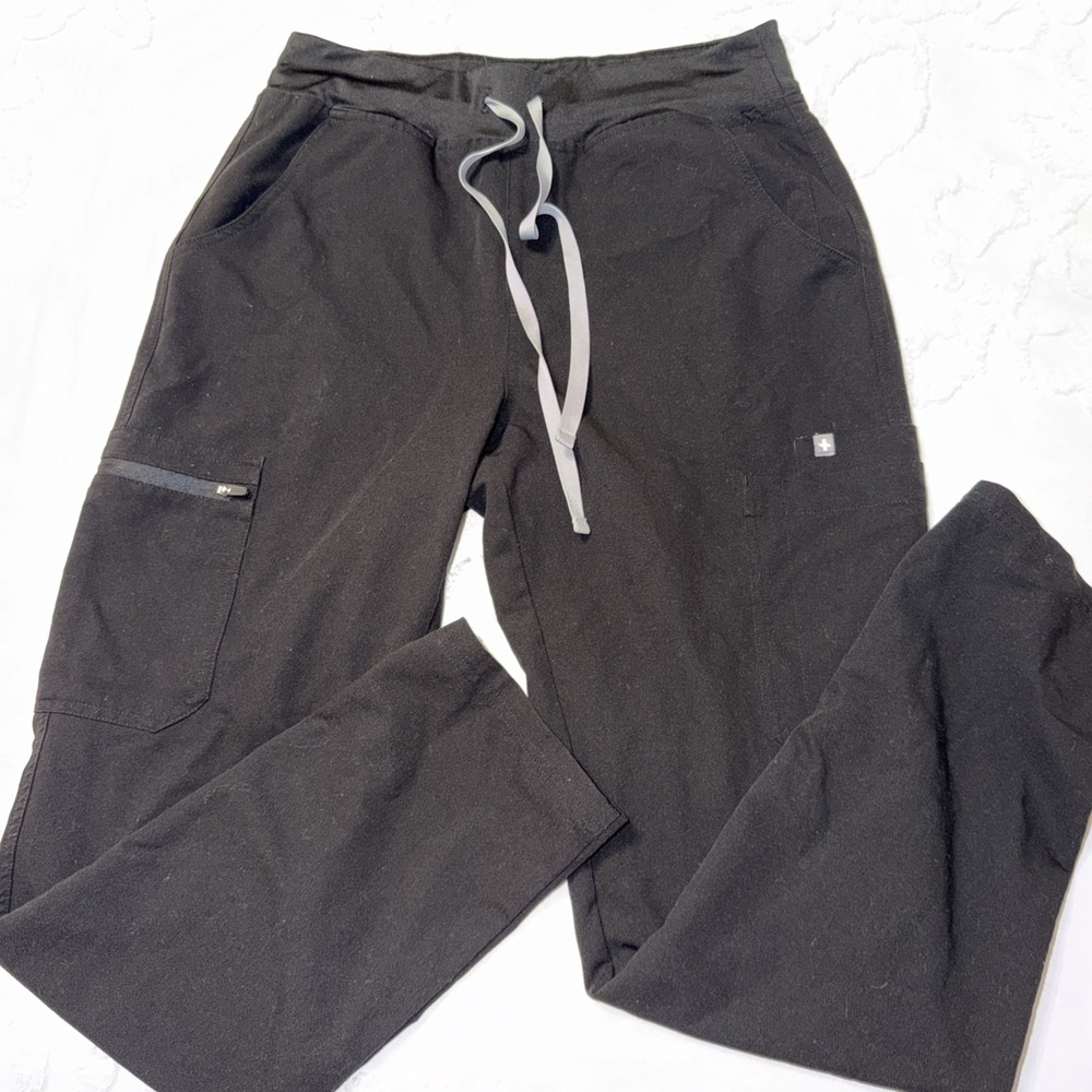 FIGS Scrub Pants Technical Collection Women Yola SKINNY Black Sz M